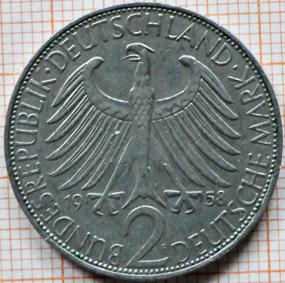 BRD 2 DM 1958 Max Planck - Wertseite