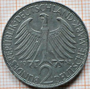 BRD 2 DM 1958 Max Planck - Wertseite