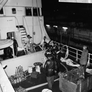 Brand in de machinekamer van de Noorse tanker Mistra tijdens een dokbeurt bij de, Bestanddeelnr 918-5539