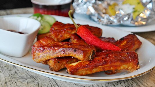 Barbecue peeling ribs meat