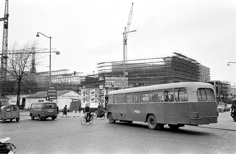 Bouw concertgebouw te Rotterdam, zijkant achterzijde zuidzijde, Bestanddeelnr 916-0163