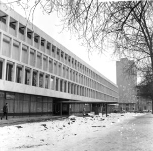 Bouw Concertgebouw te Rotterdam, zij-aanzicht, Kruisplein-zijde, Bestanddeelnr 918-7810