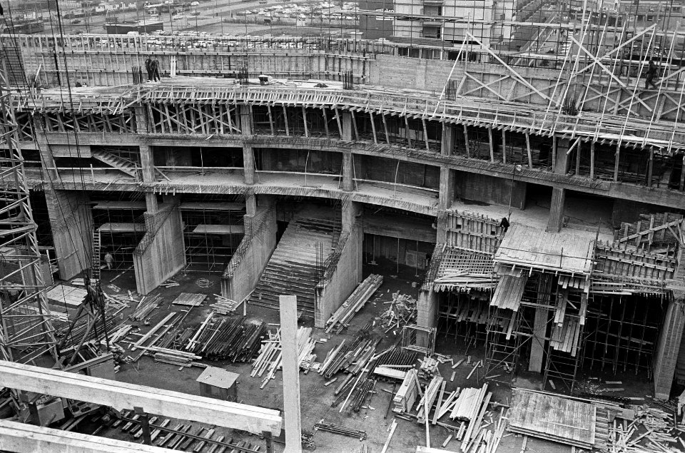 Bouw concertgebouw te Rotterdam in de zaal komt reeds tekening, Bestanddeelnr 916-0160