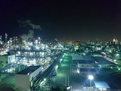 Factory night view light pollution photo