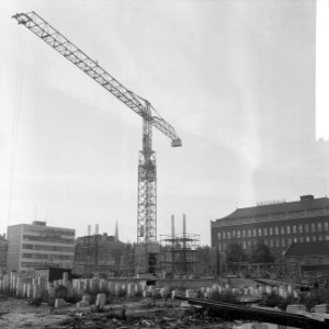 Bouwactiviteiten, nieuwbouw, hijskranen, Bestanddeelnr 918-3551