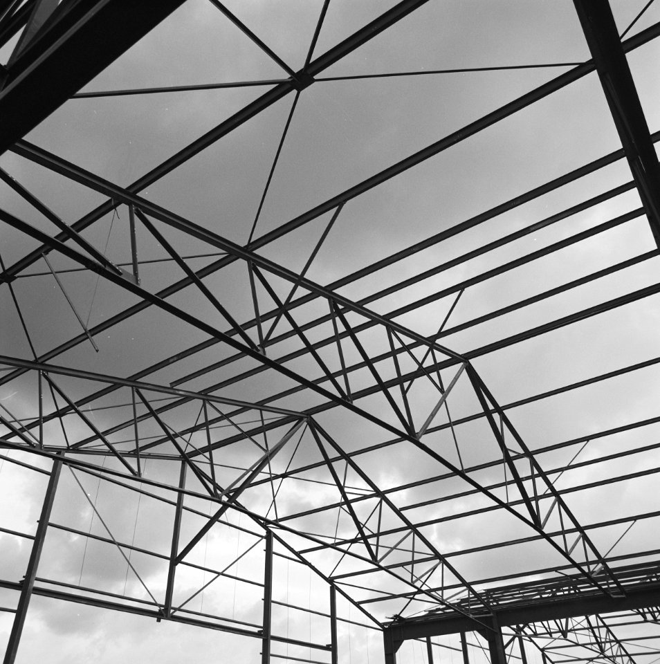 Bouw, staalconstructie, havenloodsen, havenwest, Bestanddeelnr 164-1110