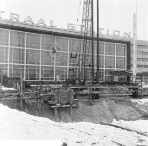 Bouw voetgangerstunnel bij Rotterdam Centraal Station, overzicht werkzaamheden, Bestanddeelnr 918-7814