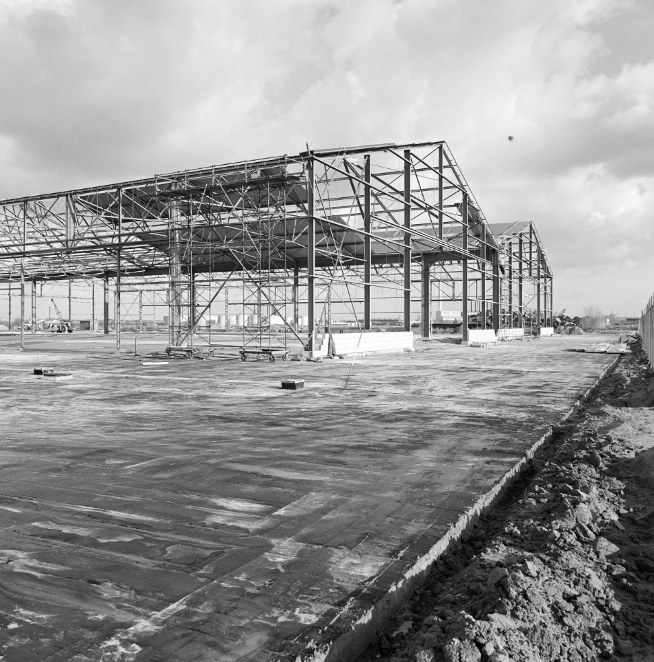 Bouw, staalconstructie, havenloodsen, havenwest, Bestanddeelnr 164-1111