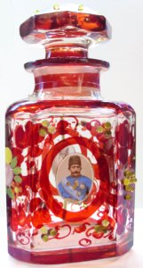 Bottle with portraits of Qajar rulers, Doris Duke Foundation for Islamic Art 47.37.3a-b