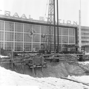 Bouw voetgangerstunnel bij Rotterdam Centraal Station, overzicht werkzaamheden, Bestanddeelnr 918-7813