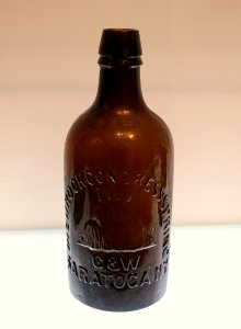 Bottle for Highrock Congress Spring, C & W, Saratoga Springs NY, probably by the South Stoddard Glass Factory (New Hampshire), undated, mold-blown glass - Currier Museum of Art - Manchester, NH - DSC07989