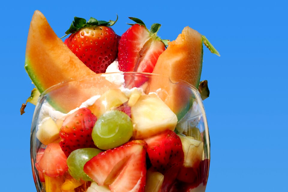 Strawberries melon grapes