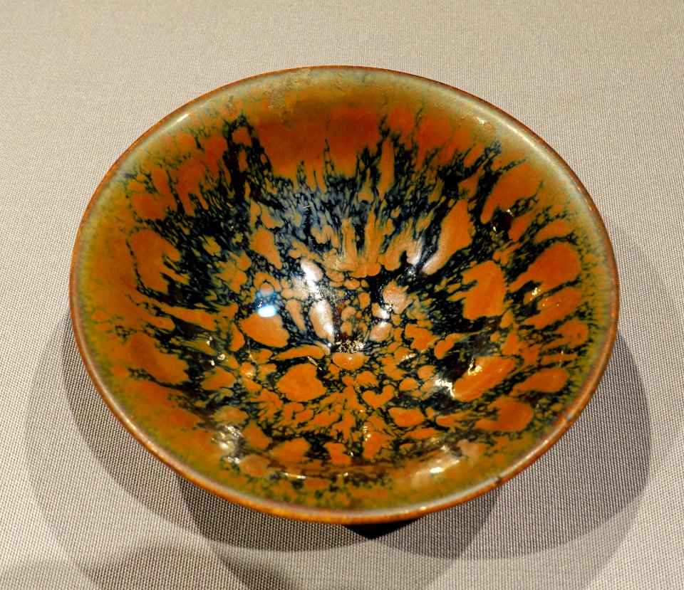 Bowl, China, Northern Song to Jin dynasty, 1000s-1100s AD, ceramic, black glaze with brown spots - Tokyo National Museum - Tokyo, Japan - DSC08418