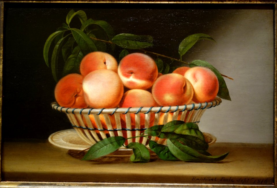 Bowl of Peaches by Raphaelle Peale, 1816, oil on panel - New Britain Museum of American Art - DSC08982