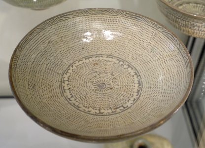 Bowl with stamped and inlaid decoration, intended for official use, Korea, Joseon, 15th century AD, stoneware - Östasiatiska museet, Stockholm - DSC09425