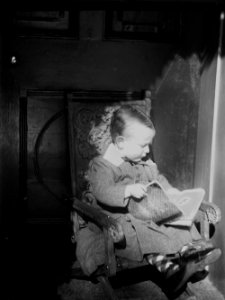 Boy sitting in a chair reading a book (1294500)