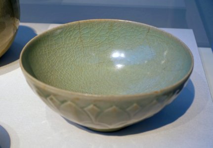 Bowl with molded and carved design of lotus, Korea, Gangjin or Buan kilns, Goryeo period, 1100s AD, stoneware, celadon, glaze - Freer Gallery of Art - DSC04946