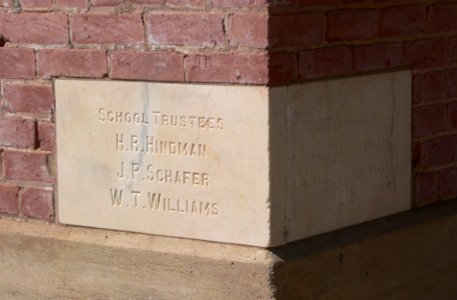 Bowie, Arizona school, Eva E. Hall bldg, cornerstone 1