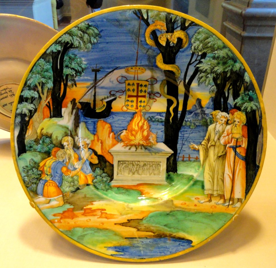 Bowl with the sacrifice at Aulis and the Montmorency arms, workshop of Guido Durantino of Urbino, 1535 - National Gallery of Art, Washington - DSC08649