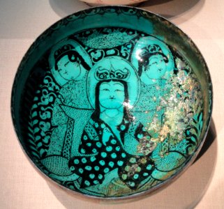 Bowl with woman, Kashan, Iran, 13th century, composite body painted under glaze - Freer Gallery of Art - DSC05365