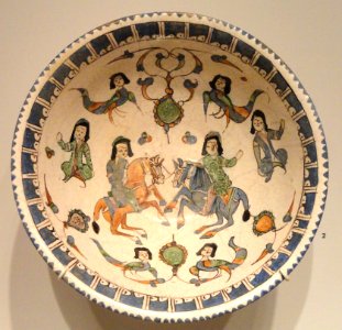Bowl with Horsemen, Harpies, and Seated Figures, late 12th - early 13th century, Seljuk-Atabeg period, Kashan, Iran - Sackler Museum - DSC02495