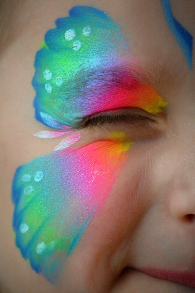 Butterfly face paint girl