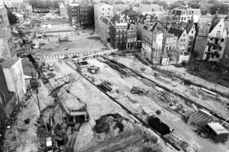 Bouw toegang metrostation Nieuwmarkt (overzicht), Bestanddeelnr 929-9302