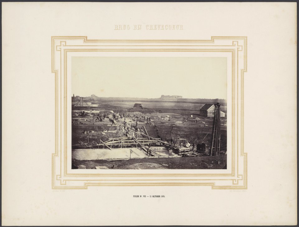 Bouw van de fundering van de spoorbrug. Pijler nr. VII, Bestanddeelnr 635