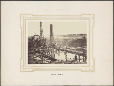 Bouw van de fundering van de brug. Pijler nummer VII, Bestanddeelnr 633
