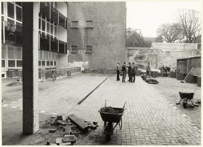 Bouw van de ABN-bank aan de Zijlstraat. Achterzijde