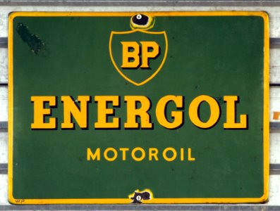 BP Energol motoroil, enamel advert sign at the den hartog ford museum pic-125