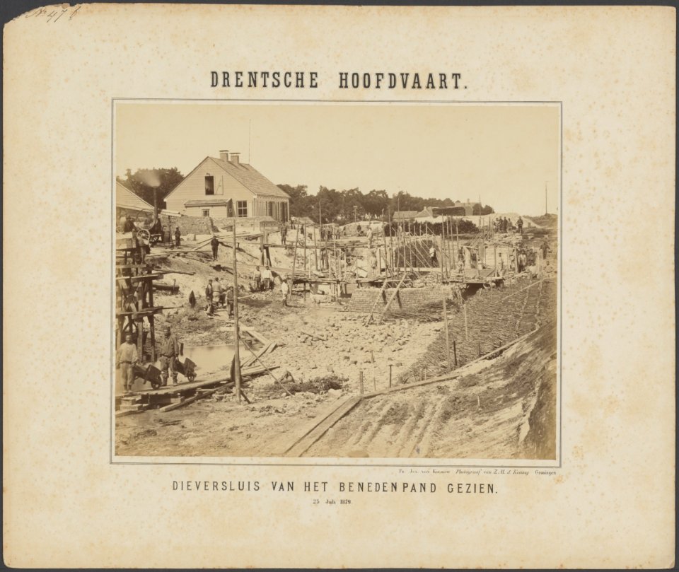 Bouw van de Dieversluis van het benedenpand gezien, Bestanddeelnr 106