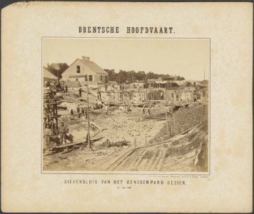 Bouw van de Dieversluis van het benedenpand gezien, Bestanddeelnr 106