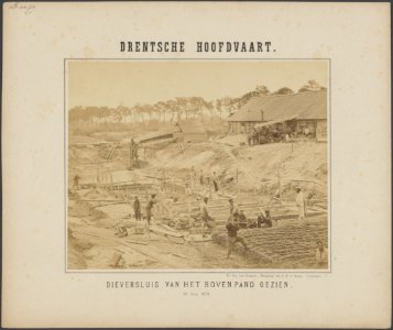 Bouw van de fundering van de Dieversluis, van het bovenpand gezien, Bestanddeelnr 100