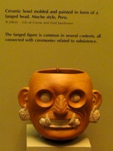 Bowl in form of fanged head - Moche pottery in the American Museum of Natural History - DSC06075