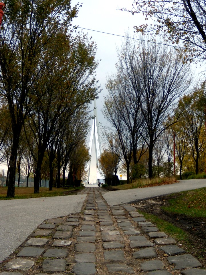 Broadway Promenade at The Forks, Winnipeg with the Esplanade Riel in the background