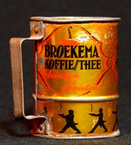 Broekema Koffie-Thee loodje, blikken maatbekertje, foto3