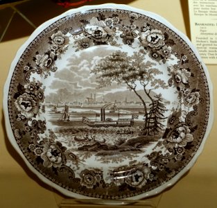 British America plate, from the steamship British America, England, 1830, tin-glazed earthenware - Château Ramezay - Montreal, Canada - DSC07549