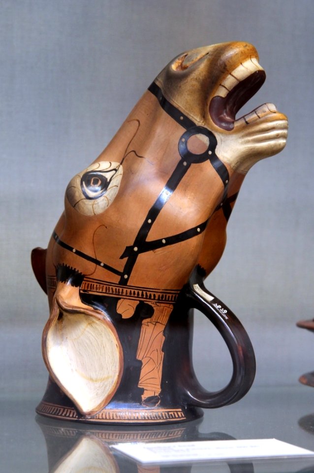British Museum Room 20a Rhyton Donkey's head Bordeaux Painter 19022019 6576