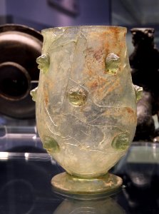 British Museum Roman Empire 18022019 Glass beaker with lion masks Reims 5840 photo