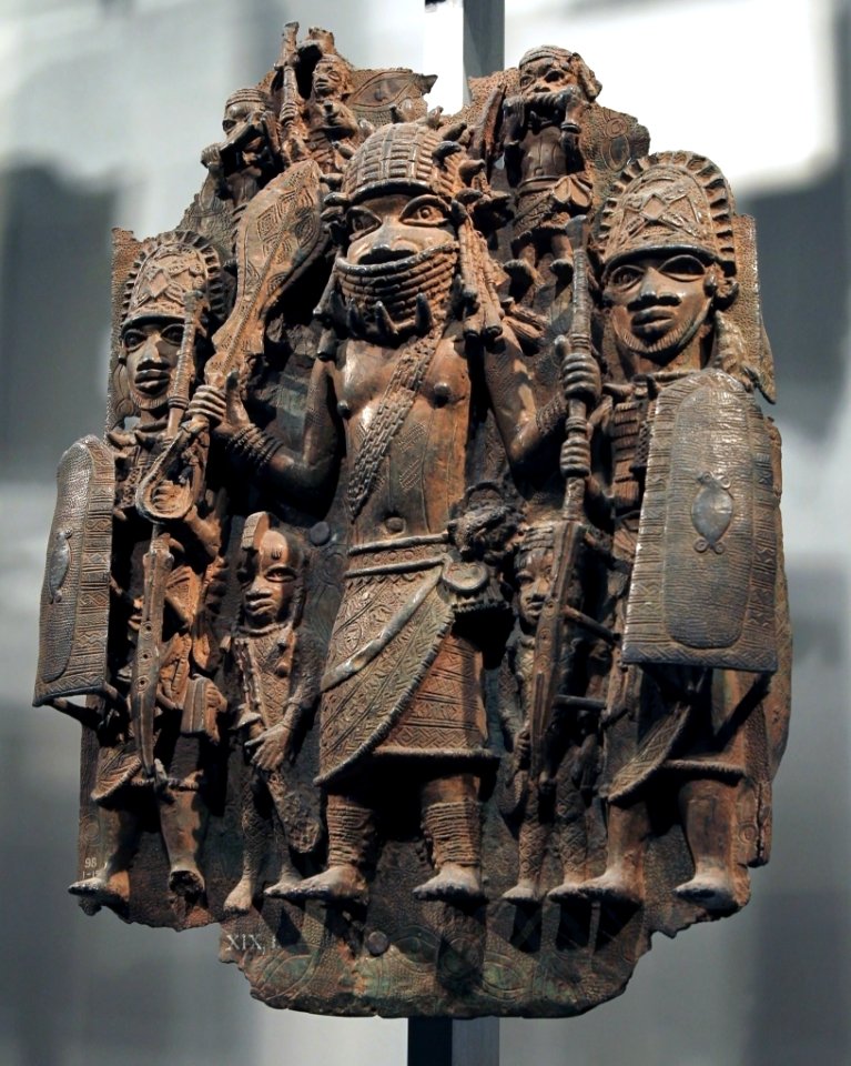 British Museum Room 25 Cast brass plaque from Benin City 17022019 5102