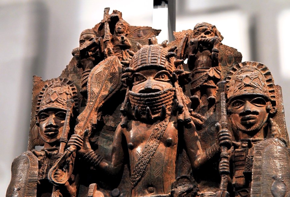 British Museum Room 25 Cast brass plaque from Benin City 17022019 5107