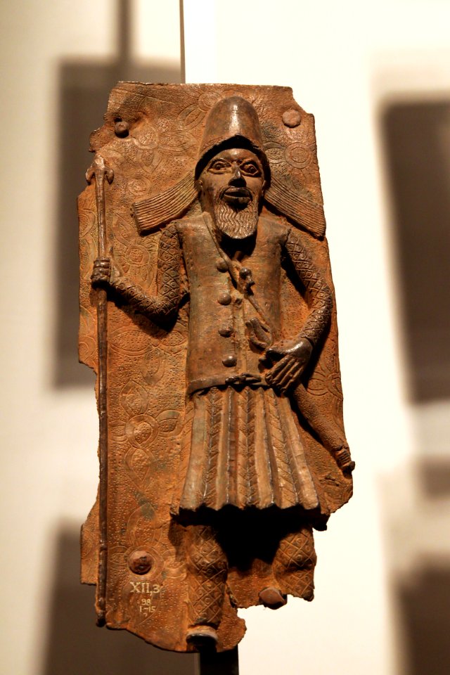 British Museum Room 25 Cast brass plaque from Benin City 17022019 5047
