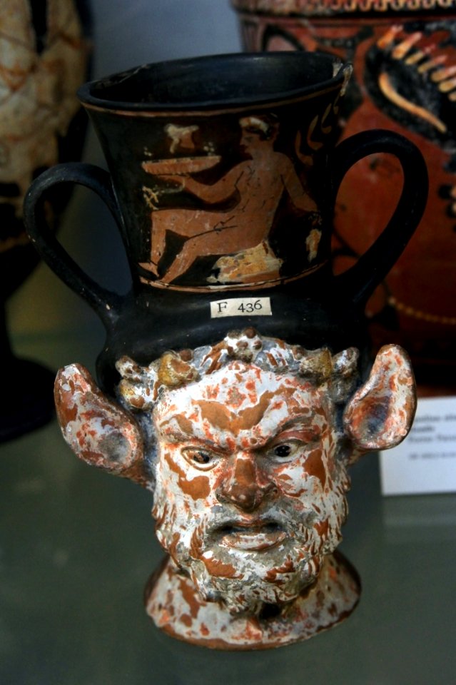 British Museum Room 20a Apulian satyr-head kantharos Menzies Group 19022019 6714