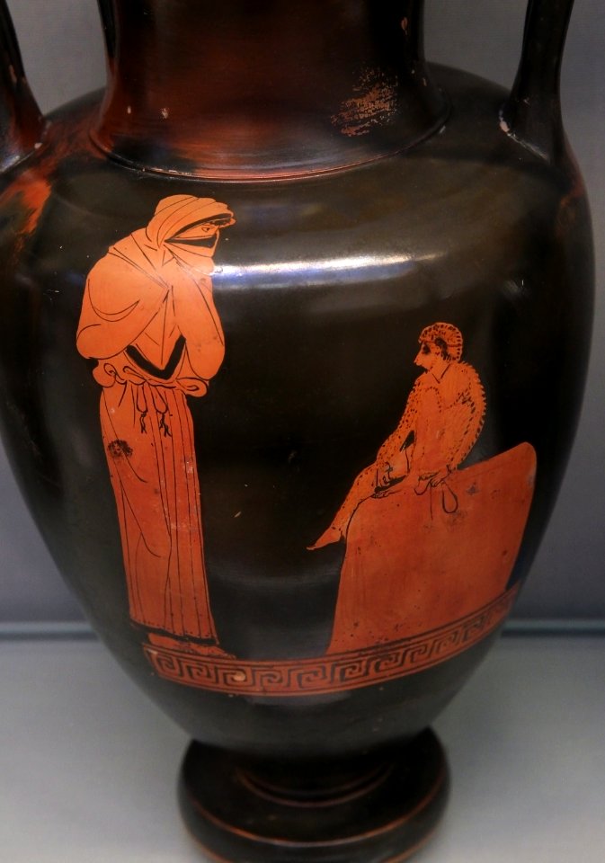 British Museum Room 20a Red-figure pottery Woman and monkey 19022019 6683