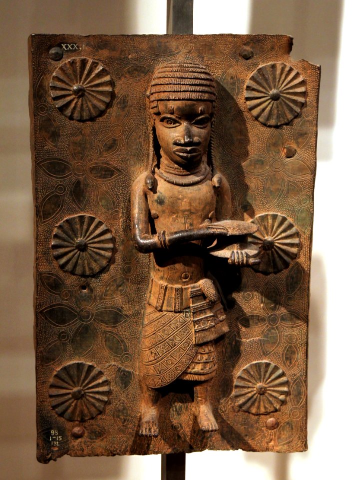 British Museum Room 25 Cast brass plaque from Benin City 17022019 5035