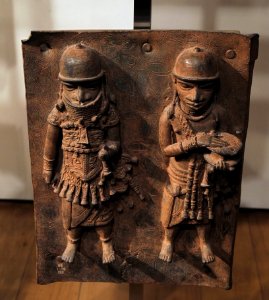British Museum Room 25 Cast brass plaque from Benin City 17022019 5086