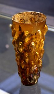 British Museum Roman Empire 18022019 Mould-blown glass beaker with almond-shaped bosses 5927 photo