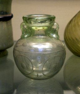 British Museum Roman Empire 18022019 Glass flask with cut decoration 5844 photo