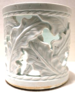 Brush holder from Korea, 18th century, porcelain with openwork, Dayton Art Institute